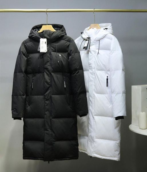 winter sports long down jacket couple's hooded white duck down jacket men's warm outdoor, Black 
winter sports long down jacket couple's hooded white duck down jacket men's warm outdoor, Black