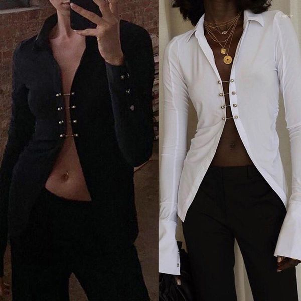women autumn long sleeve lapel t shirt v-neck open front buttons cardigan solid color vintage elegant slim blouse1, White
women autumn long sleeve lapel t shirt v-neck open front buttons cardigan solid color vintage elegant slim blouse1, White