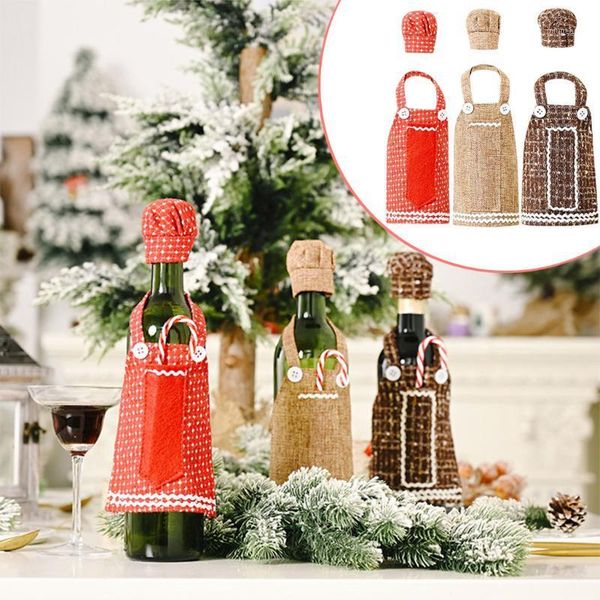christmas decorations 1pc cute creative mini apron beer wine bottle cover bag xmas dinner table decors or gift festival party decor1
christmas decorations 1pc cute creative mini apron beer wine bottle cover bag xmas dinner table decors or gift festival party decor1