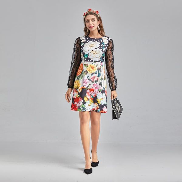 designer 2021 spring/summer new women's fashion party vacation chic lace long sleeve stitching flower print dress, Black;gray
designer 2021 spring/summer new women's fashion party vacation chic lace long sleeve stitching flower print dress, Black;gray