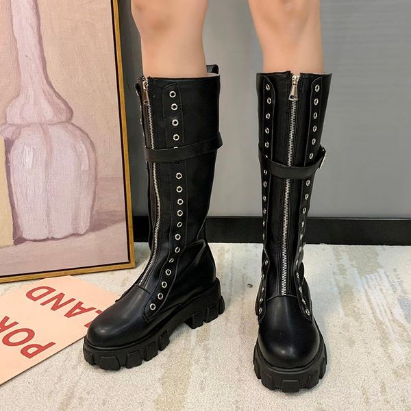 boots knee high platform women shoes chunky patent leather metal buckle motorcycle punk goth botas, Black
boots knee high platform women shoes chunky patent leather metal buckle motorcycle punk goth botas, Black