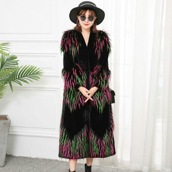 women's fur & faux 2021 winter fake coat imitation v-neck fashion stitching long european and american warm jacket y161, Black
women's fur & faux 2021 winter fake coat imitation v-neck fashion stitching long european and american warm jacket y161, Black