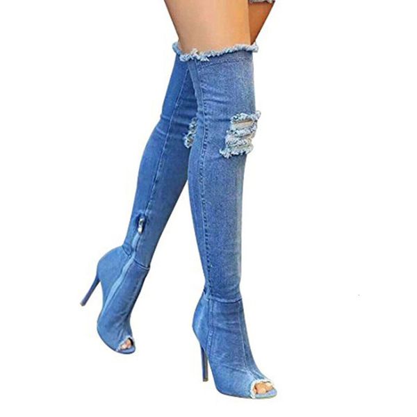 fashion blue hole jeans women shoes high heels over the knee 2020 spring herfst stretch open teen denim female laarzen, Black
fashion blue hole jeans women shoes high heels over the knee 2020 spring herfst stretch open teen denim female laarzen, Black