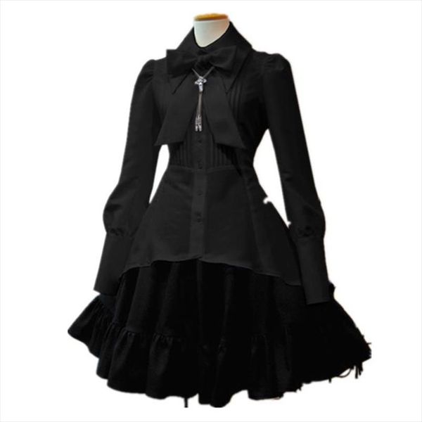 summer elegant party black evening gothic women lolita dresses big size bow collar pleated lace up goth vintage white chic dress, Black;gray
summer elegant party black evening gothic women lolita dresses big size bow collar pleated lace up goth vintage white chic dress, Black;gray