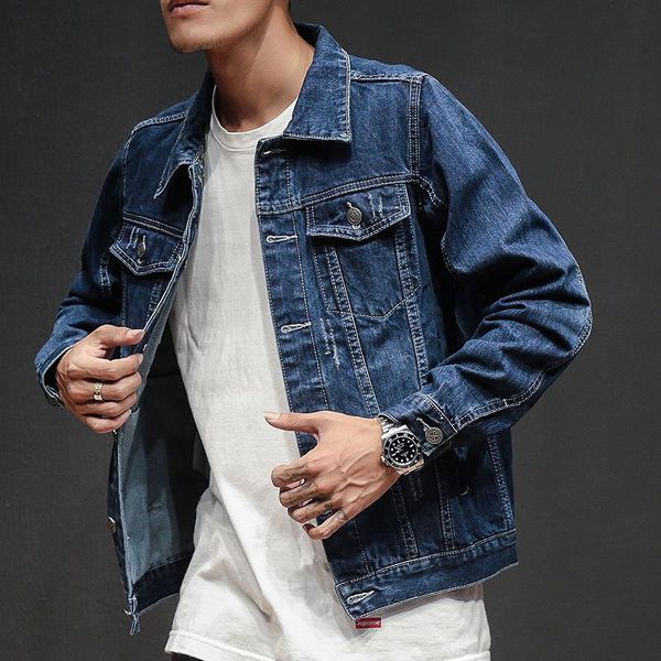 fashion mens distressed blue denim jacket spring autumn men's cotton ripped jeans coat casual male fit single-breasted outwear, Black;brown
fashion mens distressed blue denim jacket spring autumn men's cotton ripped jeans coat casual male fit single-breasted outwear, Black;brown
