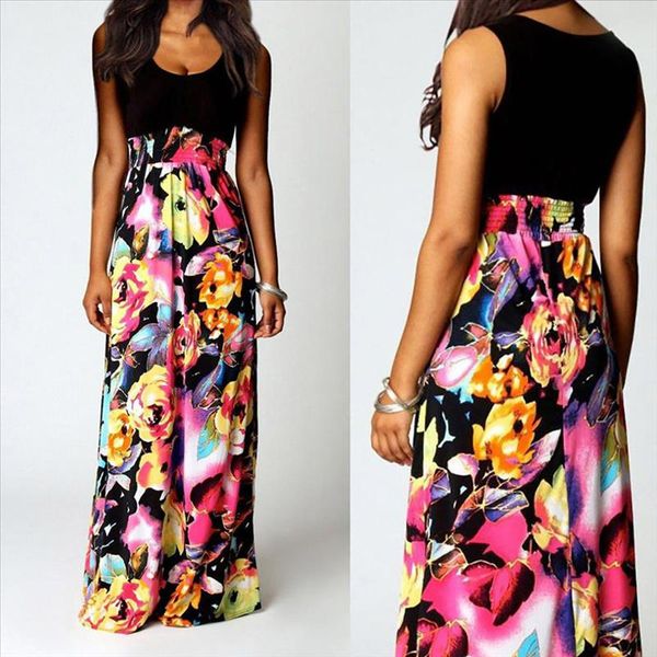 womens dress women print boho floral long maxi dress sleeveless evening party summer beach sundress vestido navidad mujer w0619, Black;gray
womens dress women print boho floral long maxi dress sleeveless evening party summer beach sundress vestido navidad mujer w0619, Black;gray