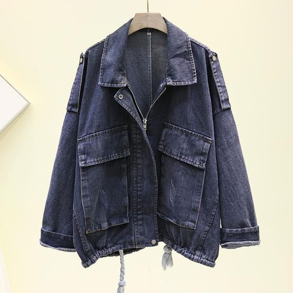 women's jackets spring autumn vintage blue black denim jacket women korean loose elastic waist jeans coat student basic outerwear femal, Black;brown
women's jackets spring autumn vintage blue black denim jacket women korean loose elastic waist jeans coat student basic outerwear femal, Black;brown