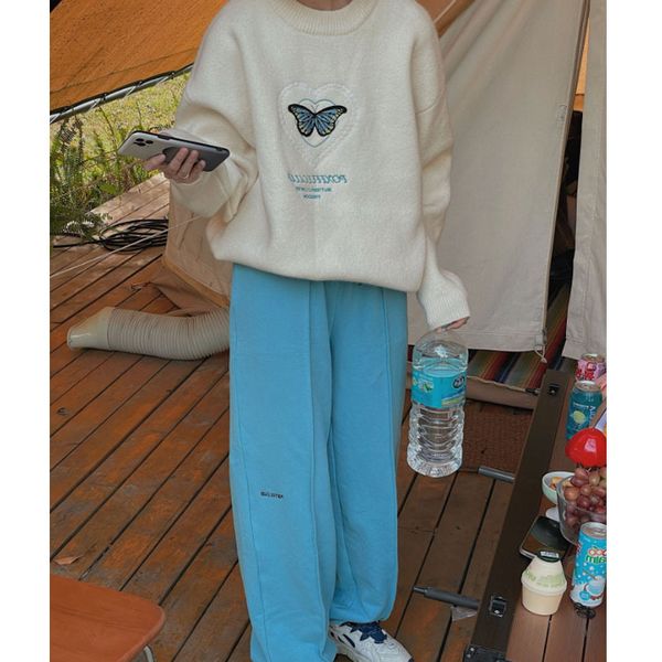 white butterfly pullover for women autumn / winter 2020 new loose and lazy style korean version ins, White;black
white butterfly pullover for women autumn / winter 2020 new loose and lazy style korean version ins, White;black