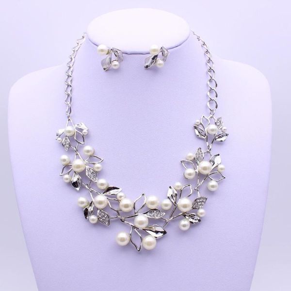 fashion pearl leaves jewelry sets for woman necklace pendant earrings statement bridal wedding party gift, Silver
fashion pearl leaves jewelry sets for woman necklace pendant earrings statement bridal wedding party gift, Silver