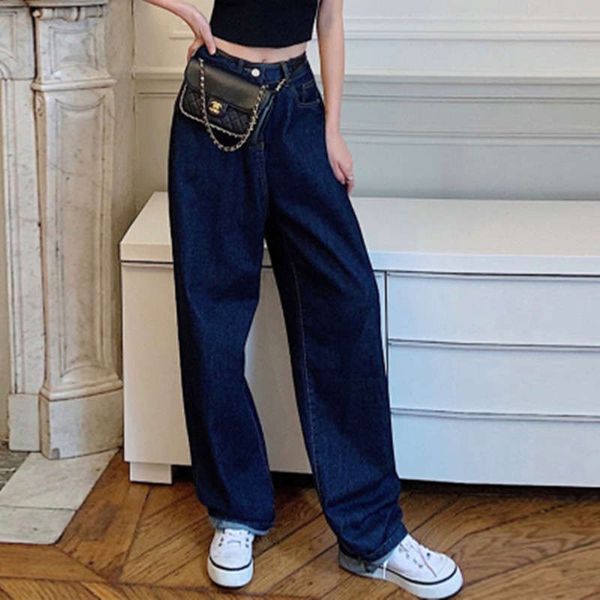 jeans women's spring 2020 fashion high waist drape feeling wide leg daddy straight tube loose pants, Blue
jeans women's spring 2020 fashion high waist drape feeling wide leg daddy straight tube loose pants, Blue