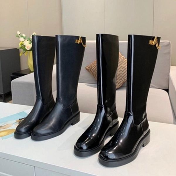 2020 women boots high boots genuine leather knight bronze chain round toe slip on winter new fashion designer, Black
2020 women boots high boots genuine leather knight bronze chain round toe slip on winter new fashion designer, Black