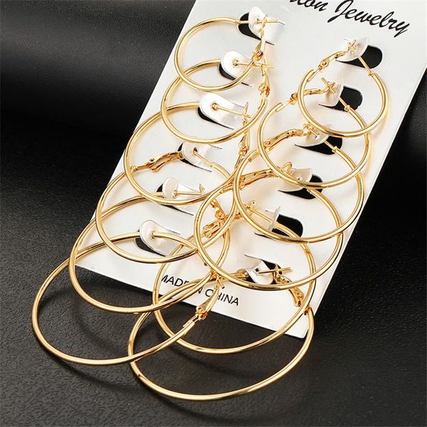 jisensp trendy 6 pairs/set minimalist big circle hoop earrings for women gold large round earrings wedding jewelry brincos, Golden;silver
jisensp trendy 6 pairs/set minimalist big circle hoop earrings for women gold large round earrings wedding jewelry brincos, Golden;silver