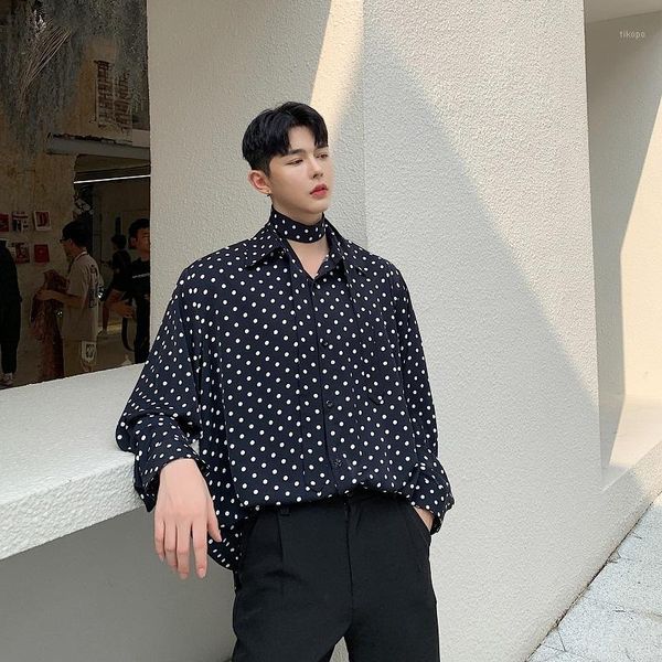 men autumn long sleeve tie ribbon polka dot print loose casual shirt male women streetwear hip hop vintage dress shirts1, White;black
men autumn long sleeve tie ribbon polka dot print loose casual shirt male women streetwear hip hop vintage dress shirts1, White;black