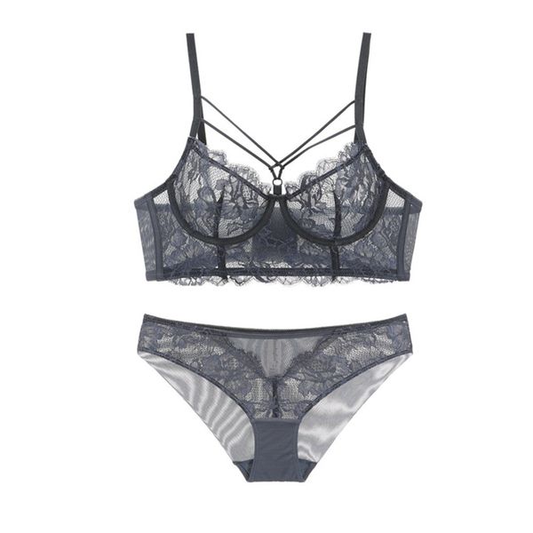 lace ultra thin transparent unlined underwear with underwire cross bandage broadside bra and panties set women lingerie c1212, Black;white
lace ultra thin transparent unlined underwear with underwire cross bandage broadside bra and panties set women lingerie c1212, Black;white