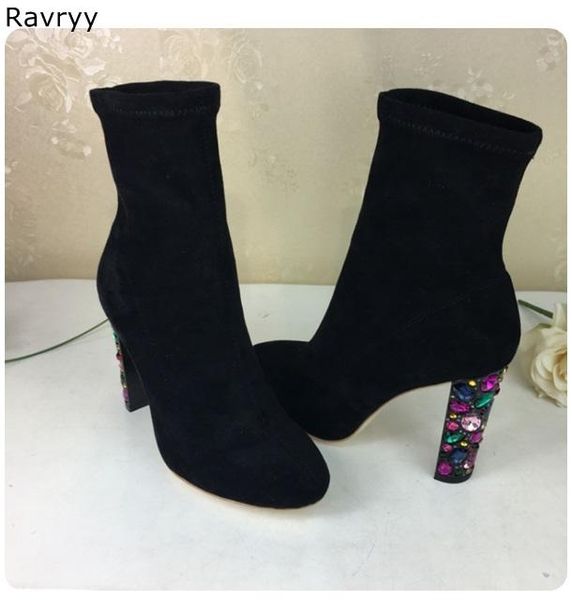 boots black suede leather woman ankle colorful crystal decor thick heel female short boot concise style autumn winter shoes
boots black suede leather woman ankle colorful crystal decor thick heel female short boot concise style autumn winter shoes