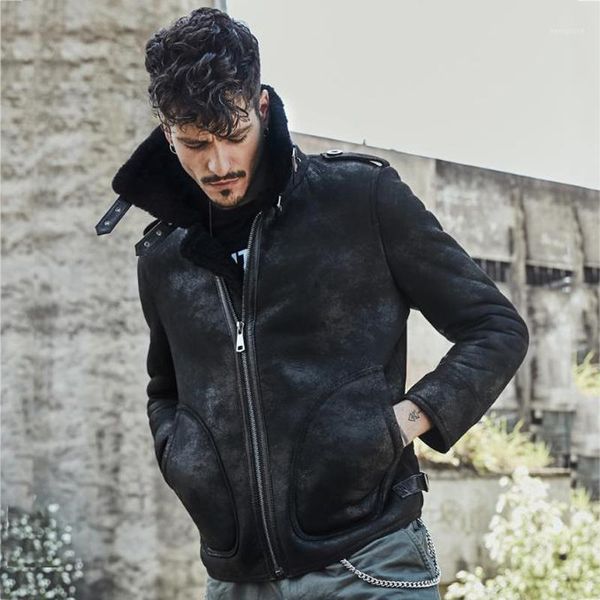 mens natural short style shearling sheepskin outerwear classic lapel design motorcycle jacket clothing1, Black
mens natural short style shearling sheepskin outerwear classic lapel design motorcycle jacket clothing1, Black