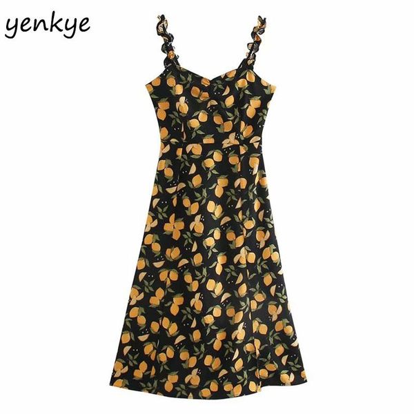casual dresses vintage lemon print spaghetti strap dress women sleeveless a-line midi hem slits fashion lady sling summer, Black;gray
casual dresses vintage lemon print spaghetti strap dress women sleeveless a-line midi hem slits fashion lady sling summer, Black;gray