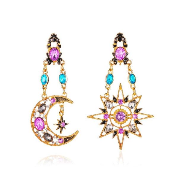 retro baroque shiny colorful rhinestone star and moon earrings gold color alloy hollow out long drop earrings for women jewelry, Silver
retro baroque shiny colorful rhinestone star and moon earrings gold color alloy hollow out long drop earrings for women jewelry, Silver