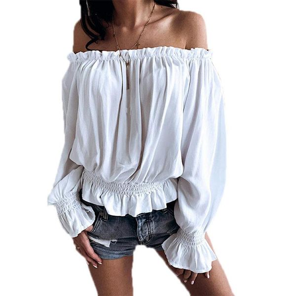 vicabo chiffon slash collar shirts woman pleated full sleeve off shoulder streetwear elastic solid color blouse shirts, White
vicabo chiffon slash collar shirts woman pleated full sleeve off shoulder streetwear elastic solid color blouse shirts, White