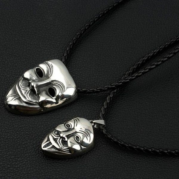 pendant necklaces movie peripheral jewelry 19'' black braided pu leather men small big hacking mask stainless steel necklac access, Silver
pendant necklaces movie peripheral jewelry 19'' black braided pu leather men small big hacking mask stainless steel necklac access, Silver