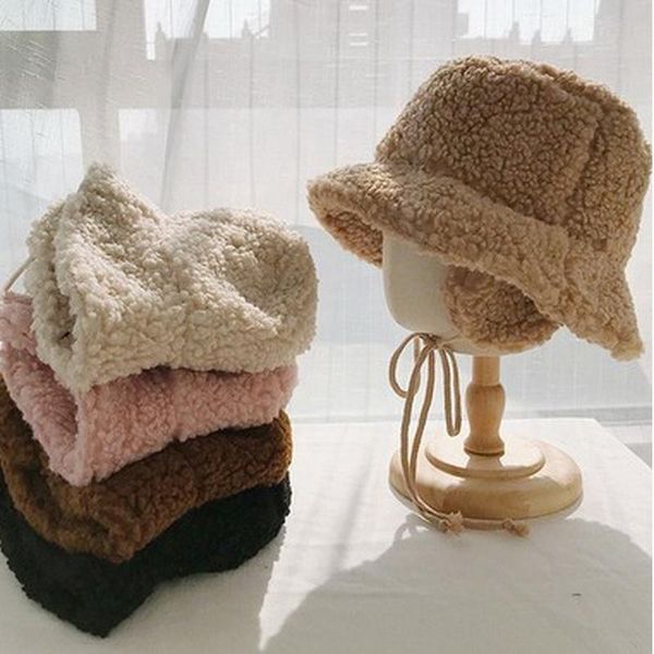 wide brim hats 2021 winter women thick bucket with earmuffs solid color lamb wool hat warm panama caps, Blue;gray
wide brim hats 2021 winter women thick bucket with earmuffs solid color lamb wool hat warm panama caps, Blue;gray