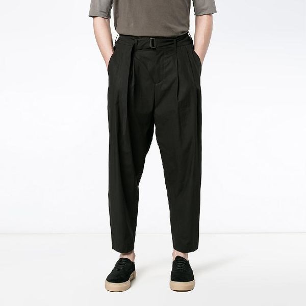 2018 original male pure color casual pants trim belt design wide leg pants suit tide 27-44 big yards men's trouserss1, Black
2018 original male pure color casual pants trim belt design wide leg pants suit tide 27-44 big yards men's trouserss1, Black