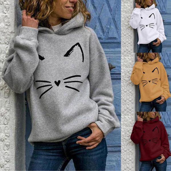 women's hoodies & sweatshirts fashion ladies , casual cat print long-sleeved pullover winter hoodie warm 50n, Black
women's hoodies & sweatshirts fashion ladies , casual cat print long-sleeved pullover winter hoodie warm 50n, Black