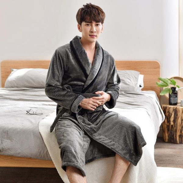 men sleepwear robe winter flannel thicken terry robe male long sleeve kimono warm bathrobe home wear peignoir men1, Black;brown
men sleepwear robe winter flannel thicken terry robe male long sleeve kimono warm bathrobe home wear peignoir men1, Black;brown