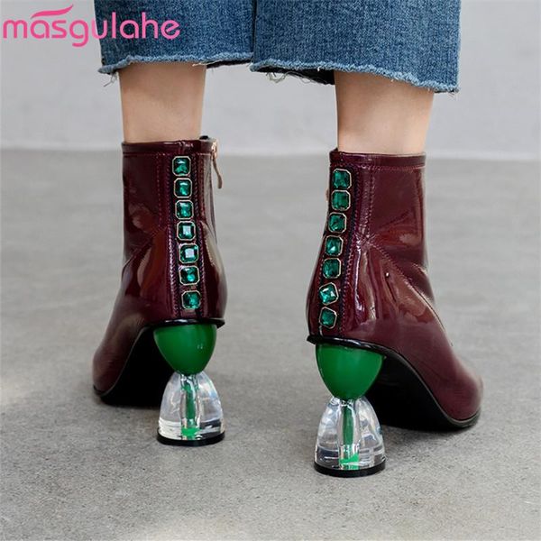 boots masgulahe 2021 arrival women ankle zip patent leather high heels shoes pointed toe autumn party wedding ladies, Black
boots masgulahe 2021 arrival women ankle zip patent leather high heels shoes pointed toe autumn party wedding ladies, Black