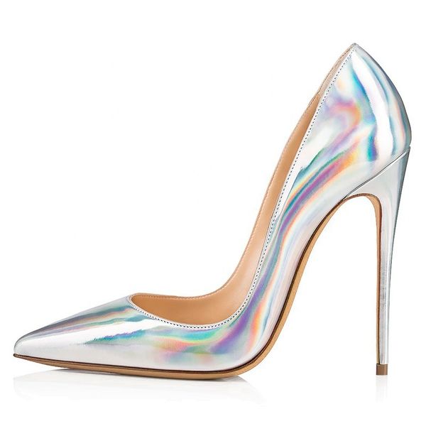 summer new 2020 casual designer women's fashion silver patent leather bombs pointy toe stiletto heels high 6666, Black
summer new 2020 casual designer women's fashion silver patent leather bombs pointy toe stiletto heels high 6666, Black