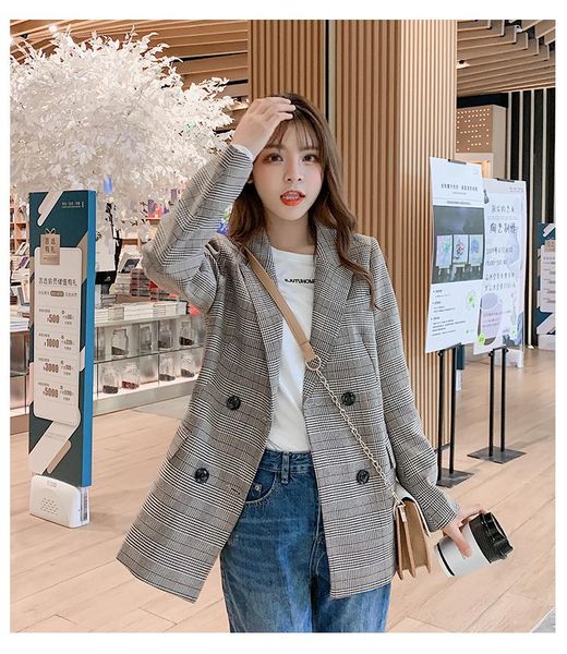 women's trench coats cyjr office ladies notched collar plaid women blazer double breasted autumn jacket 2021 casual pockets female suit, Tan;black
women's trench coats cyjr office ladies notched collar plaid women blazer double breasted autumn jacket 2021 casual pockets female suit, Tan;black