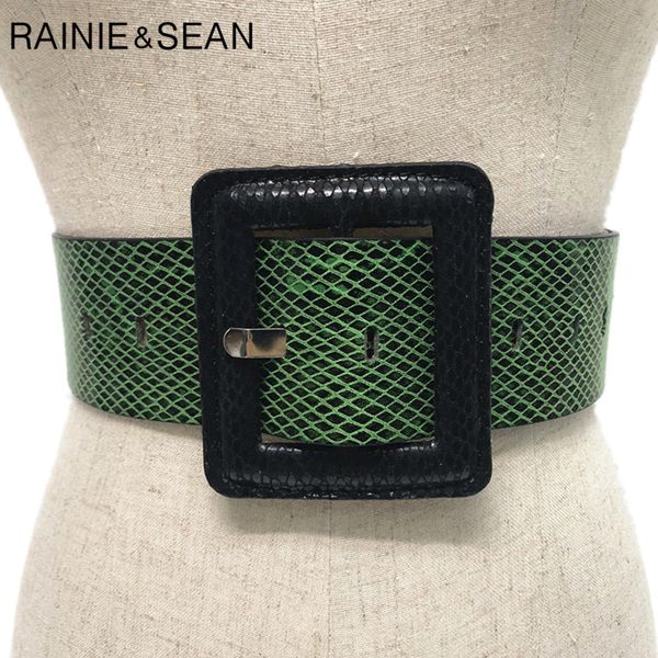 rainie sean snakeskin grain women wide waist belt big square buckle autumn green pink black yellow vintage ladies dress belts 201120, Black;brown
rainie sean snakeskin grain women wide waist belt big square buckle autumn green pink black yellow vintage ladies dress belts 201120, Black;brown