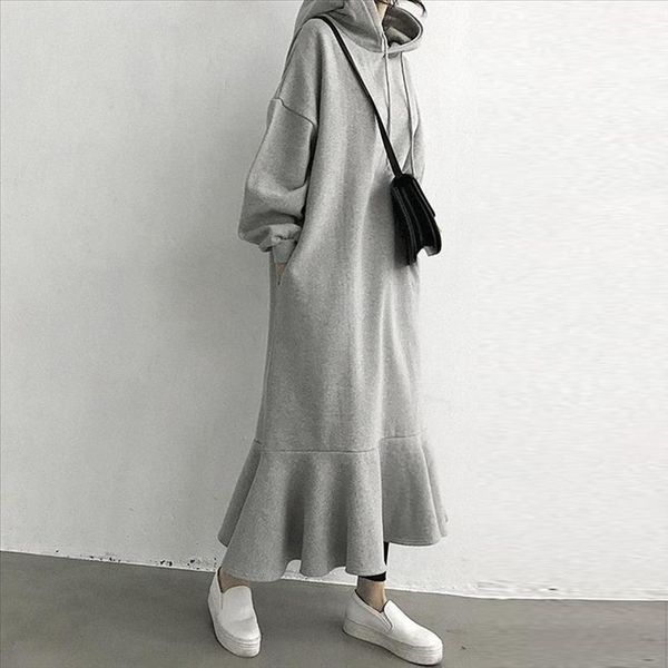 simple stylish hoodie dress women korean vestido fleece warm sweatshirts long sleeve chic ruffle hooded loose midi dresses, Black;gray
simple stylish hoodie dress women korean vestido fleece warm sweatshirts long sleeve chic ruffle hooded loose midi dresses, Black;gray