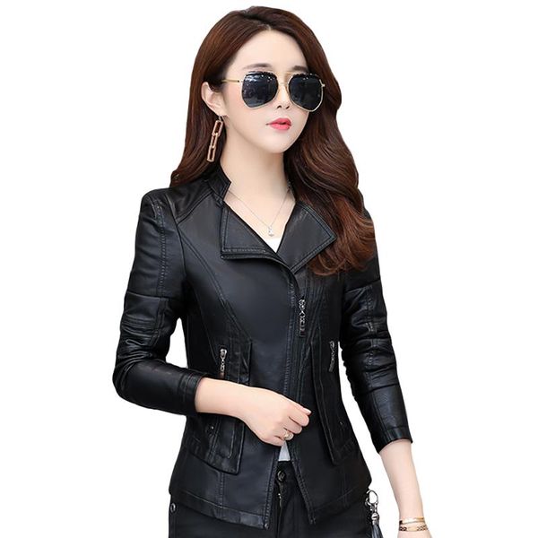 spring autumn women faux leather jacket fashion plus size 4xl motorcycle coat zippers long sleeve short slim pu leather jackets, Black
spring autumn women faux leather jacket fashion plus size 4xl motorcycle coat zippers long sleeve short slim pu leather jackets, Black