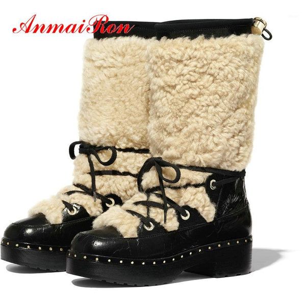 boots anmairon 2021 womens winter fashion round toe snow genuine leather lace-up square heel platform warm women shoes1, Black
boots anmairon 2021 womens winter fashion round toe snow genuine leather lace-up square heel platform warm women shoes1, Black