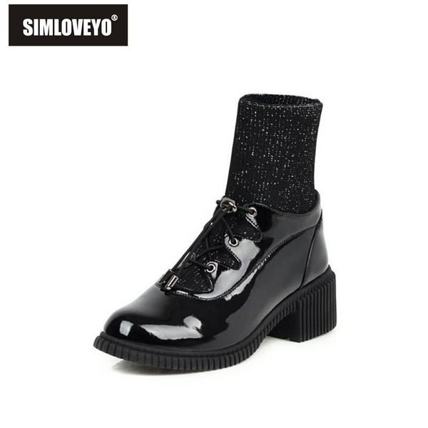 simloveyo women ankle boots round toe square thick heel geniune lether wool sock boots lace up decoration pull on strechy 43, Black
simloveyo women ankle boots round toe square thick heel geniune lether wool sock boots lace up decoration pull on strechy 43, Black