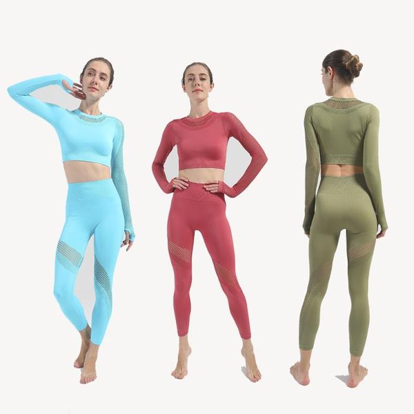 yoga outfits 2pcs hollow mesh women seamless set gym clothing fitness leggings+long sleeve cropped sport suit tracksuit active wear, White;red
yoga outfits 2pcs hollow mesh women seamless set gym clothing fitness leggings+long sleeve cropped sport suit tracksuit active wear, White;red