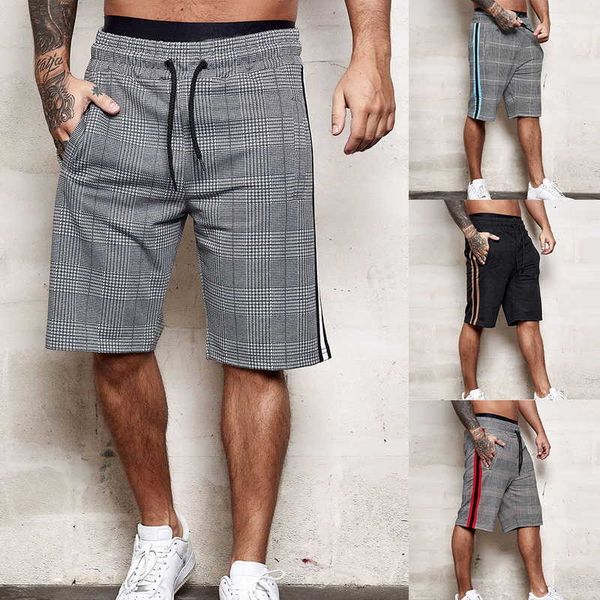 2020 summer casual plaid print drawstring men's fashion style side striped shorts bermuda beach trousers, White;black
2020 summer casual plaid print drawstring men's fashion style side striped shorts bermuda beach trousers, White;black