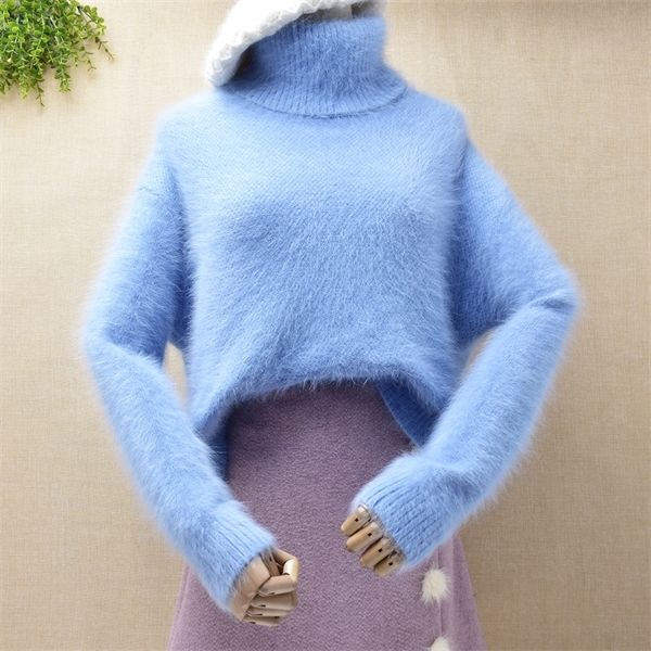 ladies women fashion hairy fluffy light blue angora rabbit fur knitted turtleneck long sleeves loose pullover mink fur jumper h1211, White;black
ladies women fashion hairy fluffy light blue angora rabbit fur knitted turtleneck long sleeves loose pullover mink fur jumper h1211, White;black