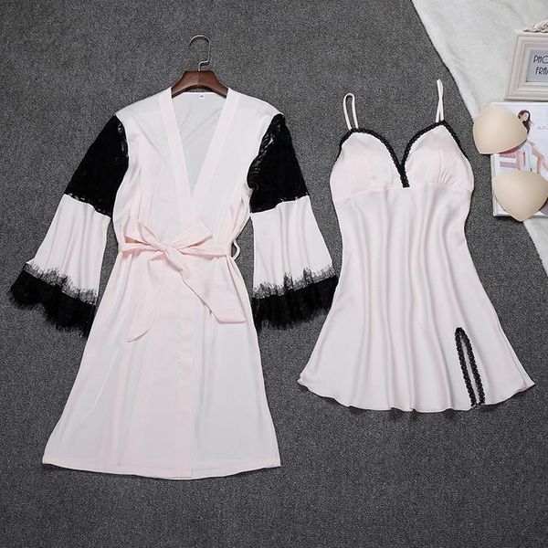 women's sleepwear autumn nighty&robe set women lace v-neck backless spaghetti strap nightdress contrast color rayon kimono bath robe go, Black;red
women's sleepwear autumn nighty&robe set women lace v-neck backless spaghetti strap nightdress contrast color rayon kimono bath robe go, Black;red