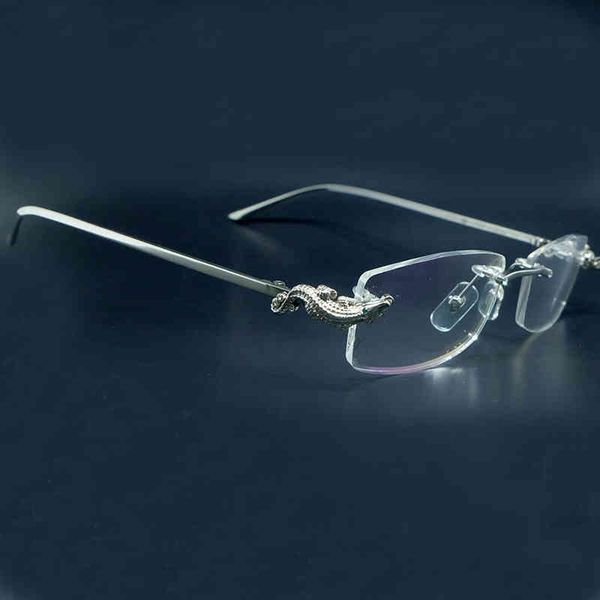 2022 factory wholesale new luxury crocodile men sunglasses designer glasses woman stylish rimless optical frame filling prescription, White;black
2022 factory wholesale new luxury crocodile men sunglasses designer glasses woman stylish rimless optical frame filling prescription, White;black