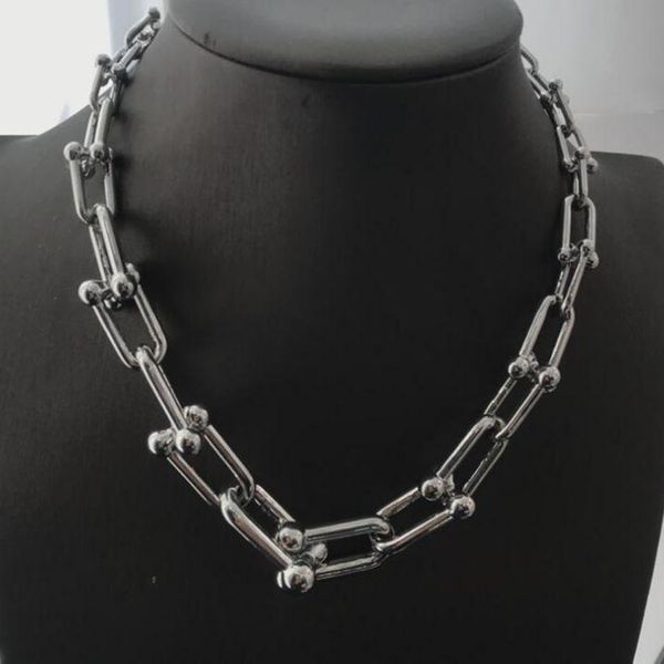 new u bamboo metal collarbone chain lovers retro splicing thick chain gradient size lock ken bean cool rock classic necklace, Silver
new u bamboo metal collarbone chain lovers retro splicing thick chain gradient size lock ken bean cool rock classic necklace, Silver