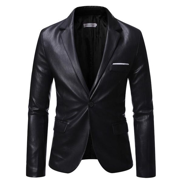 pu blazer men black leather spring autumn casual suit jacket slim fit business work daily life stage single breasted one button, White;black
pu blazer men black leather spring autumn casual suit jacket slim fit business work daily life stage single breasted one button, White;black