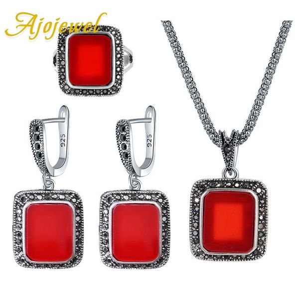 ajojewel red/blue/black semi-precious stone necklace and earing pendientes set vintage retro jewelry sets parure bijoux ensemble, Silver
ajojewel red/blue/black semi-precious stone necklace and earing pendientes set vintage retro jewelry sets parure bijoux ensemble, Silver