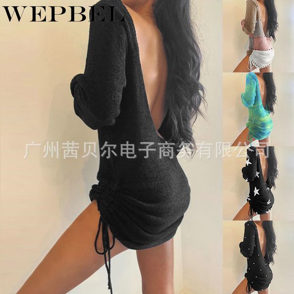 women elegant drawstring ruched mini knitted sweater dress casual loose long sleeve halter bodycon dress q1210, Black;gray
women elegant drawstring ruched mini knitted sweater dress casual loose long sleeve halter bodycon dress q1210, Black;gray