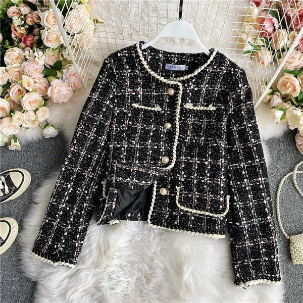 Ladies temperament retro jacket small fragrance style hit color tweed black jacket Women's fashion autumn and winter cropped Top, Black;brown
Ladies temperament retro jacket small fragrance style hit color tweed black jacket Women's fashion autumn and winter cropped Top, Black;brown