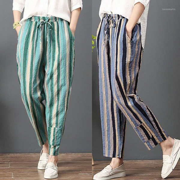 zanzea 2020 women's linen trousers fashion color stripe pants vintage elastic waist long turnip causal plus size palazzo mujer1, Black;white
zanzea 2020 women's linen trousers fashion color stripe pants vintage elastic waist long turnip causal plus size palazzo mujer1, Black;white