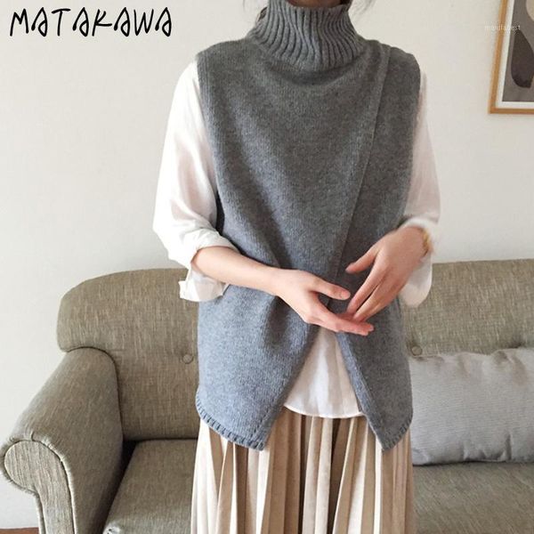 matakawa irregular split sweater vest women's autumn/winter 2020 new korea chic turtleneck sleeveless knitted vest1, Black;white
matakawa irregular split sweater vest women's autumn/winter 2020 new korea chic turtleneck sleeveless knitted vest1, Black;white
