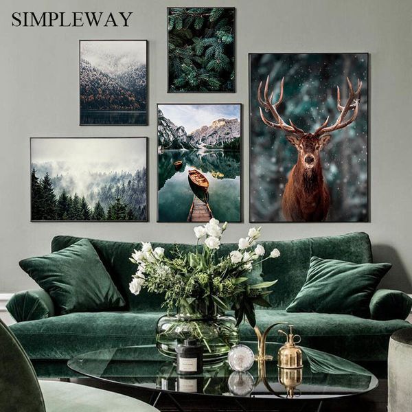 nordic fog forest deer animal canvas wall art print painting mountain lake landscape poster nature decorative picture home decor q1218
nordic fog forest deer animal canvas wall art print painting mountain lake landscape poster nature decorative picture home decor q1218