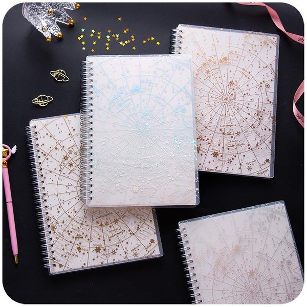 A5 Starry Sky Spiral Coil Notebook Lined Blank Grid Paper Book Journal Diary Sketchbook For School Office Supplies Stationery